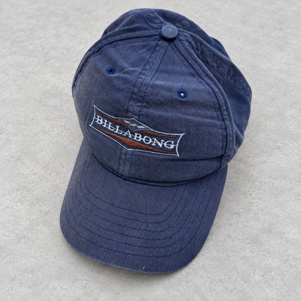 Vintage Billabong Sun Faded Navy Blue Embroidered Logo Snapback Surfwear y2k